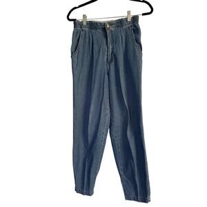 Vintage 1970s Marisa Canvas Mom Jeans 100% Cotton Elastic Waist Zipper Sz Small
